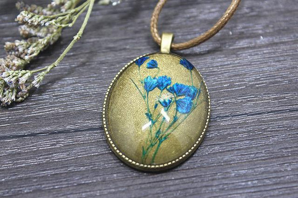 Dried Flower Long Chain Necklace