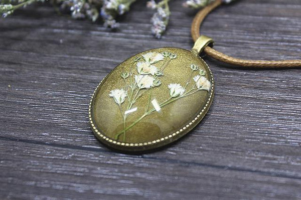 Dried Flower Long Chain Necklace