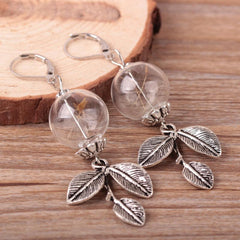 Dandelion Seed Glass Ball Drop Earrings