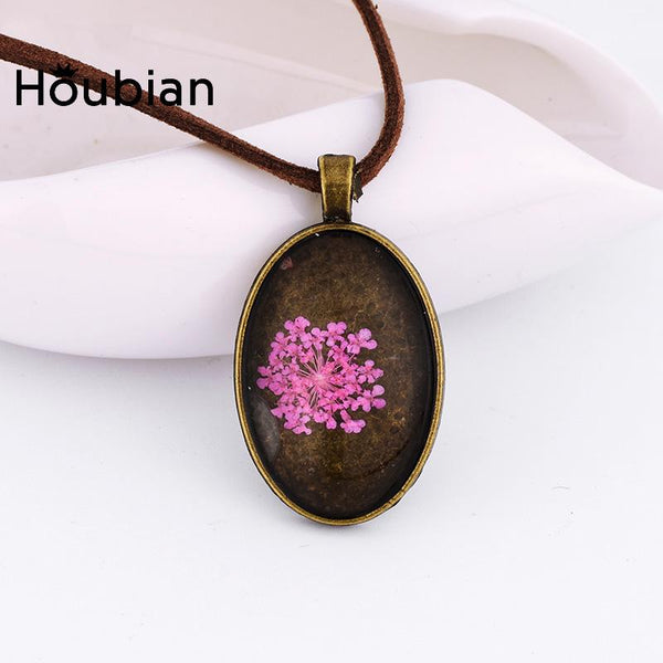 Creative Dried Flowers Glass Necklace