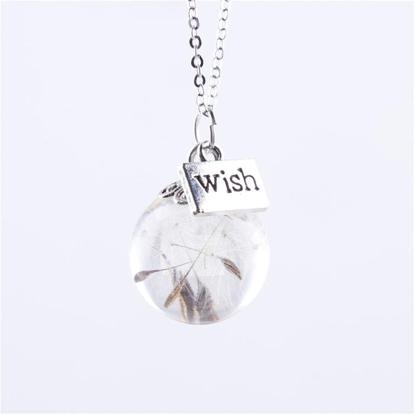 Dandelion Dried Flower Locket Memory Necklace