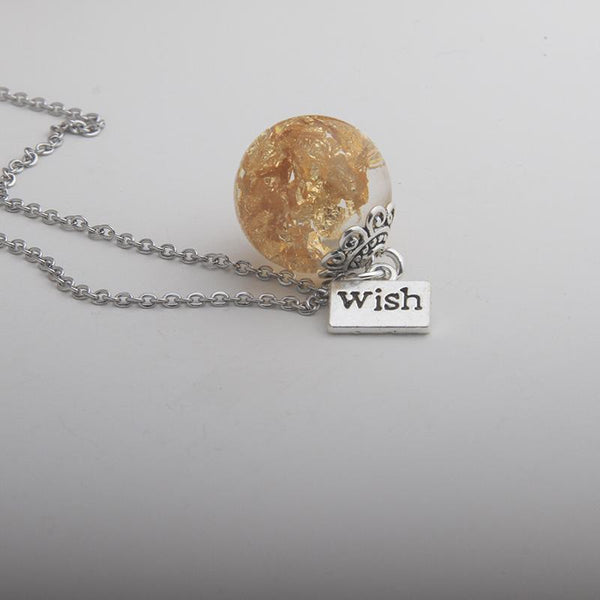 Dandelion Dried Flower Locket Memory Necklace