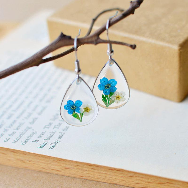 Colorful Moon Dried Flower Earrings