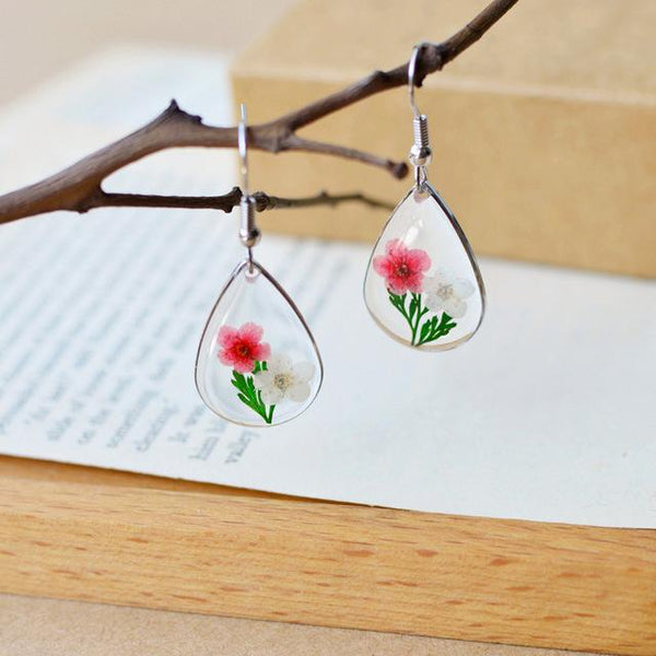 Colorful Moon Dried Flower Earrings