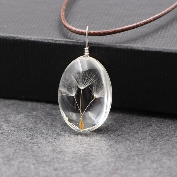 Dandelion Oval heart Necklace