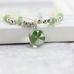 Cute Boho Handmade flowers Four Clover  Bracelet